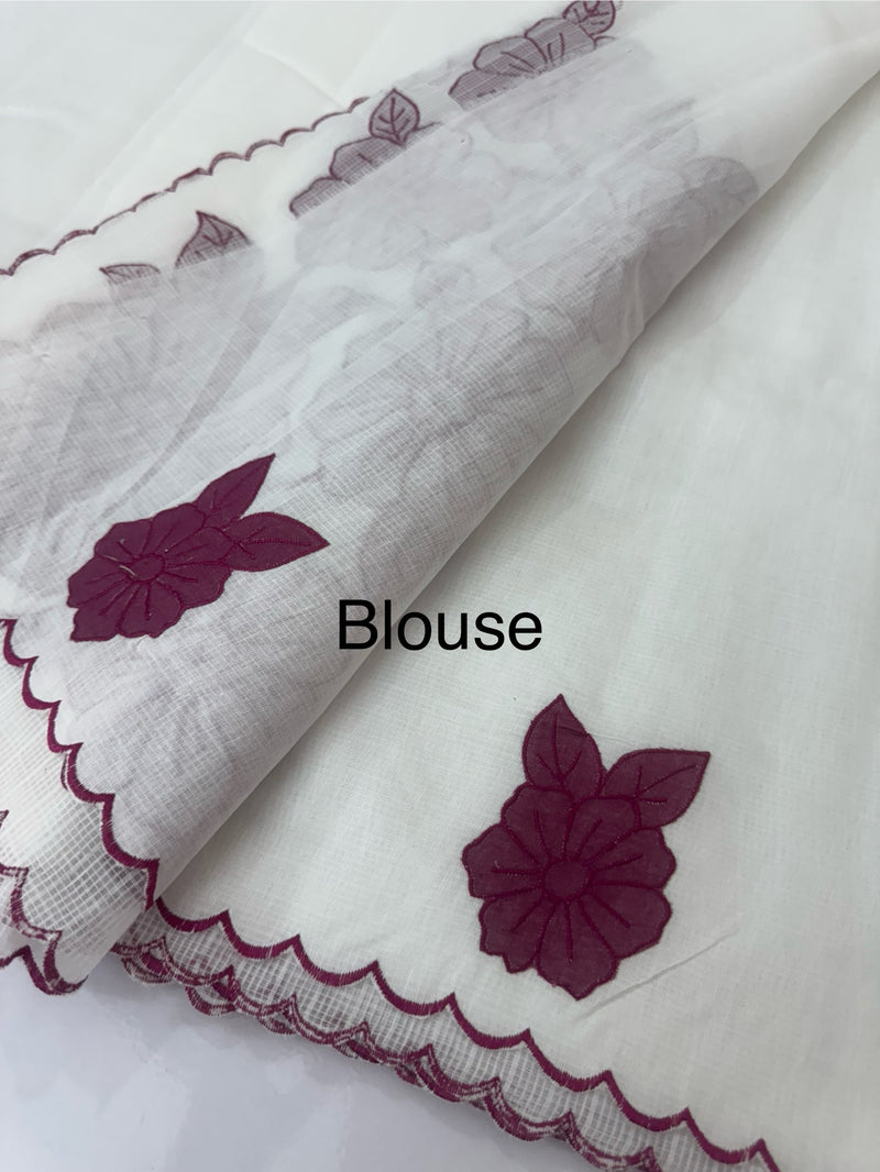 NetKota Applique work saree  MSH138- Dark Berry