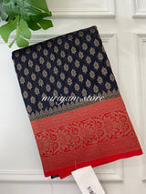 Banarasi viscose Georgette saree MKGS669 DarkBlue & Red