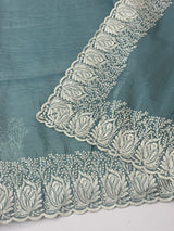 Crush Organza embroidery saree MS9739 DuskyBlue