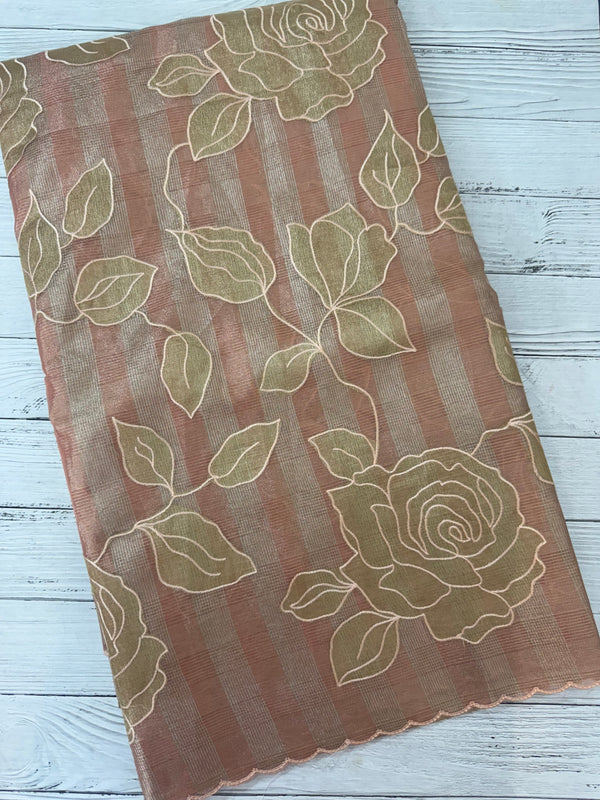 Tissue Silk applique work saree MSH133 Design 1- Peach