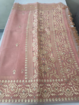 Semi organza saree with embroidery  - MSH124 PeachyPink