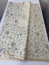 Blended soft tussar saree with cross stitch embriodery - MS8666 (2)