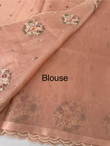 Kota checks saree with embroidery MS7645 PastelPeach