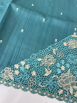 Cutwork Semi tussar saree MTSS674 Blue