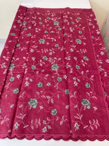 Crushed Blended tussar silk saree with embroidery- MSB7666 CranBerry