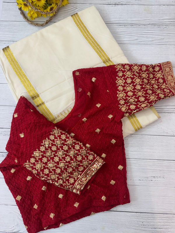 Stretchable Readymade blouse with sequence work- MSBL