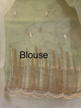 Semi organza saree with thread work - MSH910 Pastel Green