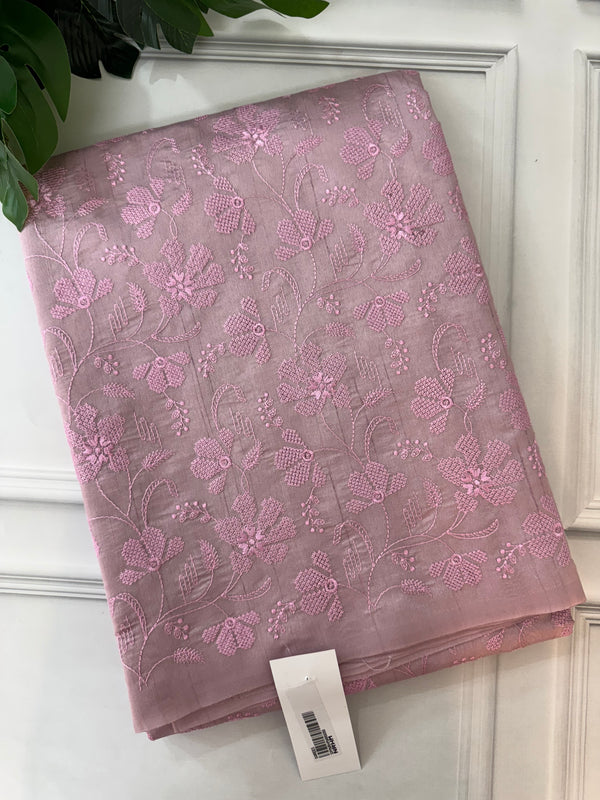 Blended Matka Tussar silk saree with cross stitch embroidery SPMNRHM LightPink