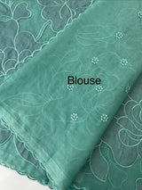 Semi organza saree with appliqué work - MSH906 TealGreen
