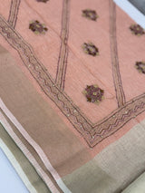 Linen saree with French knots and kanta embriodery MS94311