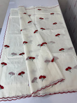 Mul chanderi embriodery saree with scalloped borders MSH115