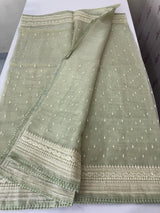 Tissue Organza saree with  thread work - MS14798 PastelGreen