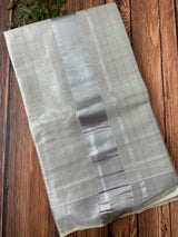 READY TO WEAR - Kerala tissue cotton saree - silver