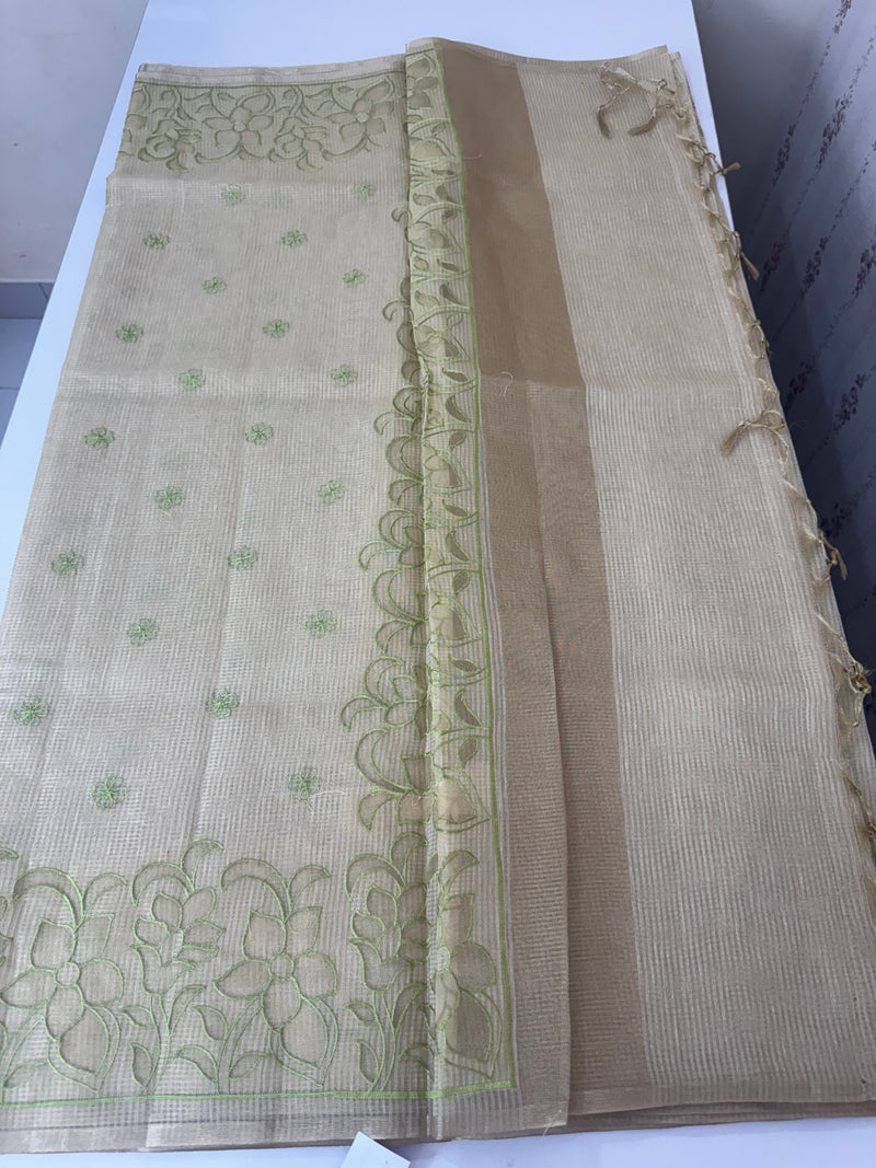 Tissue silk saree with applique work MTSS987