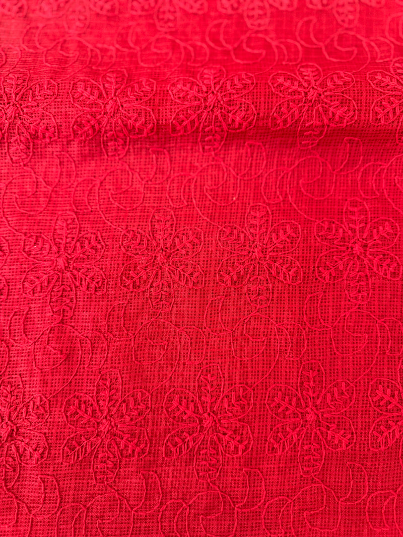Phulkari Net Kota saree - MS8889 Red (design 2)