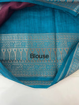 Jute linen sarees with contrast pallu & blouse MJL456