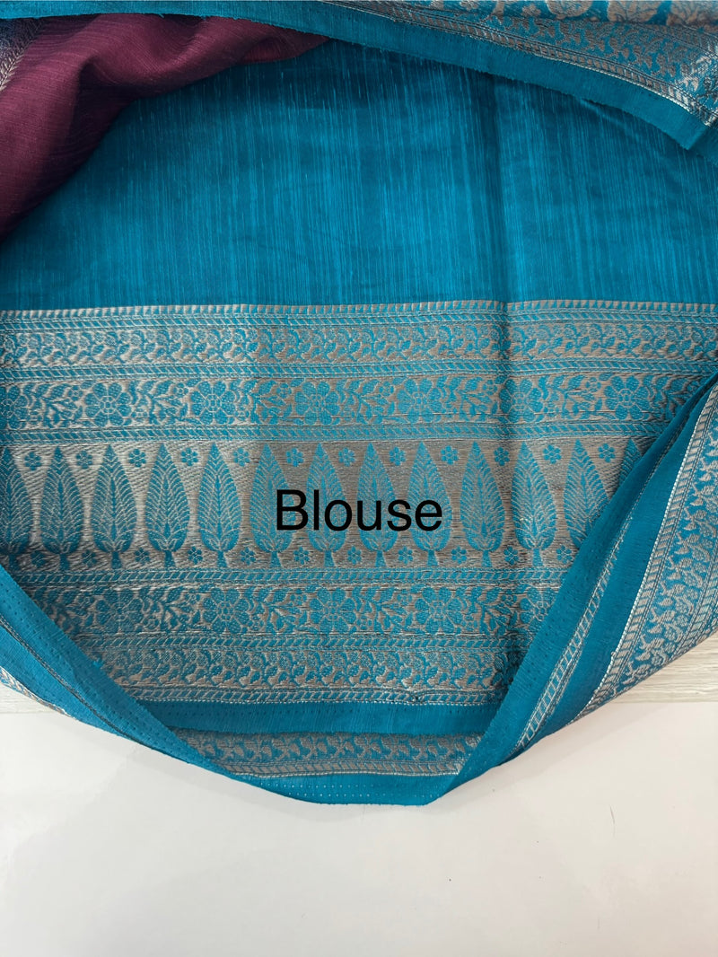 Jute linen sarees with contrast pallu & blouse MJL456