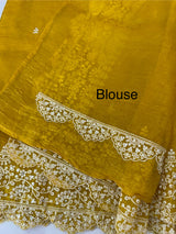 Soft crush Organza saree with embroidery and pearl work MS14790