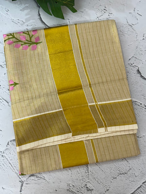 Kerala tissue embroidery saree - VOP2