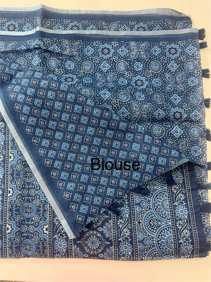 Digital printed semi Linen Saree MLS615 - 1