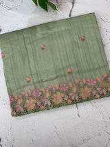 Blended tussar saree with cutwork border- MSHK695