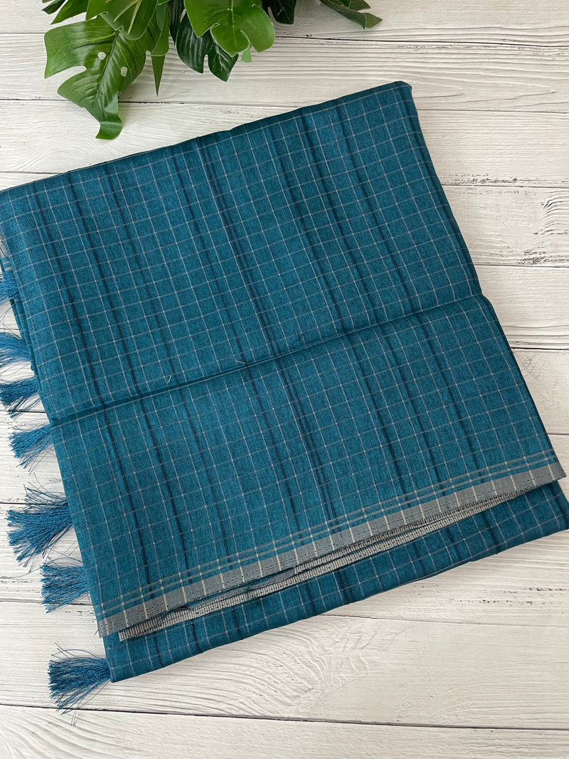 Semi silk saree in check pattern MSR699