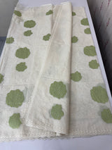 Mul chanderi applique work saree MS5589- Offwhite