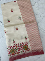 Blended tussar silk saree with embroidery- MSH490