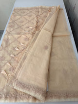 Premium Kota checks saree with Chikankari work  MSH241 PastelPeach