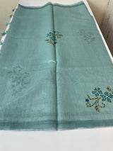 Soft Tissue linen saree with kanta embriodery saree FBLK72 -DuskyBlue