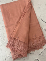 Soft crushed chanderi crepe silk saree with lace borders MLS466