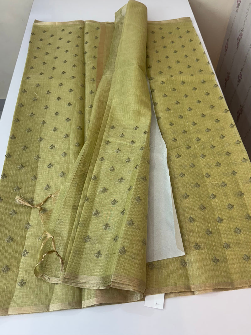 Tissue Silk embriodery saree MS49888- DuskyGreen