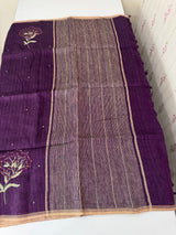 Pure linen handwork sarees MLS7854