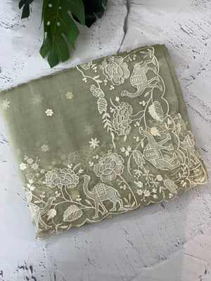 Tissue Organza saree with embroidery work MS15727 - DuskyYellow