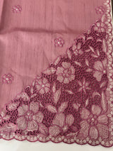 Cutwork Semi tussar saree MTSS674 OnionPink