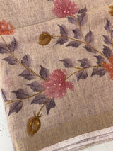 Tissue linen saree with handwork MLS5499
