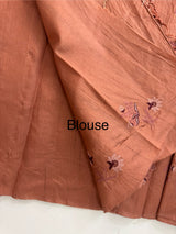Crushed Blended tussar silk saree with embroidery- MSB7654 DuskyPeach