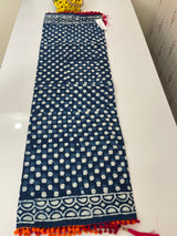 Pure mul cotton hand block printed saree SKSRMY