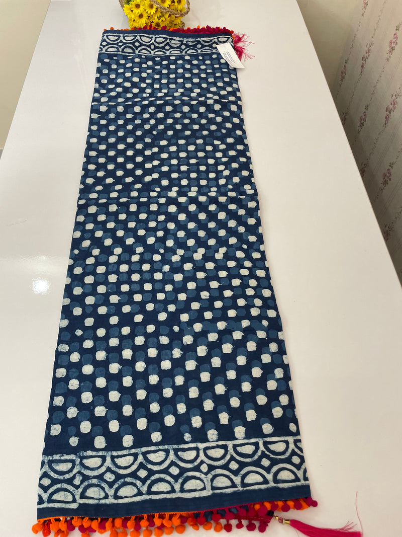Pure mul cotton hand block printed saree SKSRMY