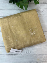 Tissue silk saree with mirror work and scalloped border MTSS432- DuskyYellow