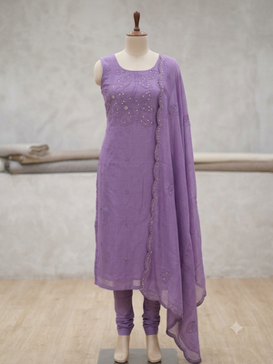 Unstitched Malai Chanderi Salwar Set - MUS103