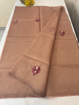 Handworked Tissue silk saree with French Knots FBLK162 DuskyPeach