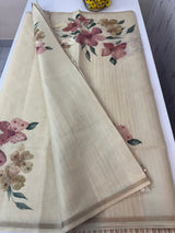 Blended tissue-tussar silk saree with french knots, sequence and bead work - MS19965