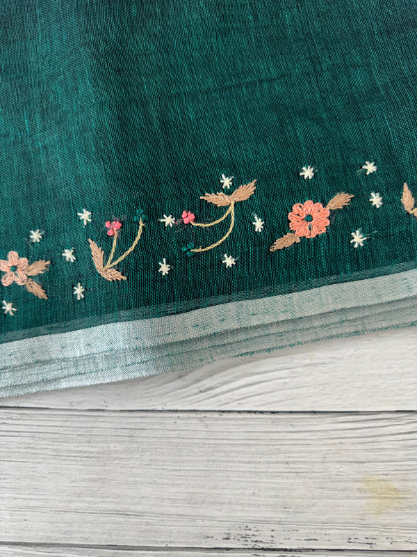 Pure linen handwork sarees MLS7854