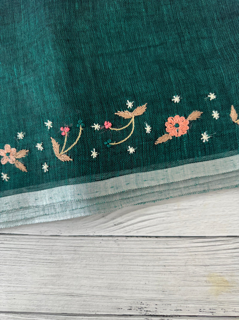 Pure linen handwork sarees MLS7854