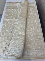 Blended tussar saree with embriodery - MS7399 Cream
