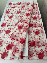 Lightweight Moonga Kota saree with prints MSH308 - White to Red