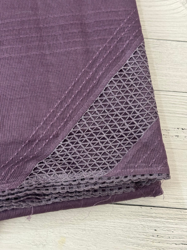 Supernet saree with crochet work and lace border MCJ5433 -Mauve(Design - Diagonal Crochet)