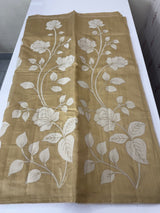 Blended Tussar silk saree with tissue applique work- MSH193 Beige