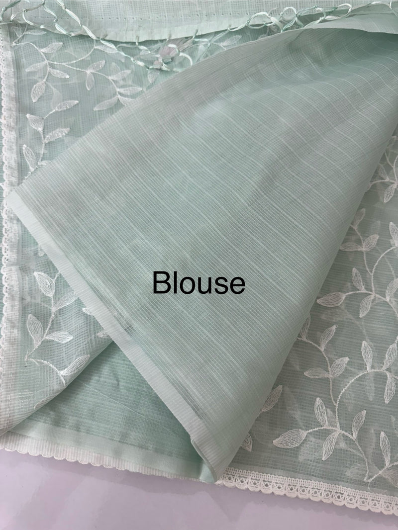 Kota embriodery saree MS1455 Pastel BluishGreen